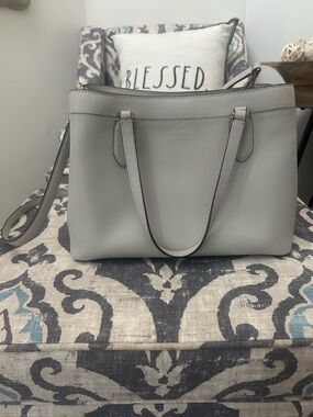 kate spade Light Gray Leather Tote with Shoulder Strap